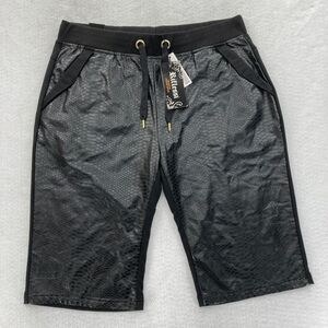 Vintage Y2K Riflessi Pull On Shorts Mens 2XL Black Alligator Print Drawstring